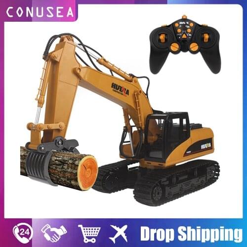 HUINA Toy 1/14 Rc Truck Alloy Grabbing Machine Wood Grabber 2.4G 16Ch Radio Remote Control Car Engineering Vehicle Toys for Boy