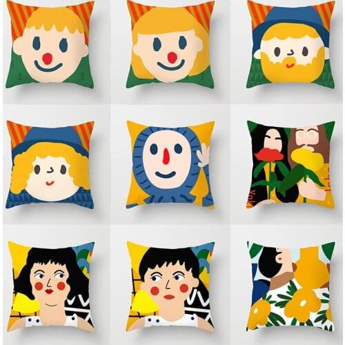 Cute Cartoon People Couples Cushion Cover Romantic Lover Throw Pillow Case Valentines Day Gift Sofa Home Decorative Pillowcases
