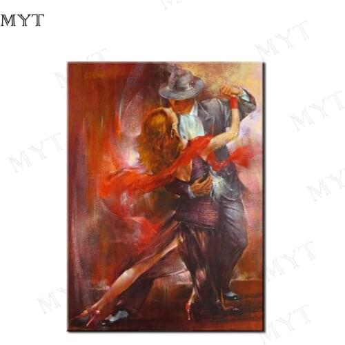 MYT Modern Hand Painted Man And Woman Dancing Tango Oil Painting Wall Art Canvas Artwork On Canvas For Living Room Decor