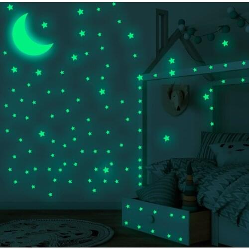 KW3623 luminous stickers Fluorescent Star Sticker Childrens Room Bedroom Cartoon Wall Sticker