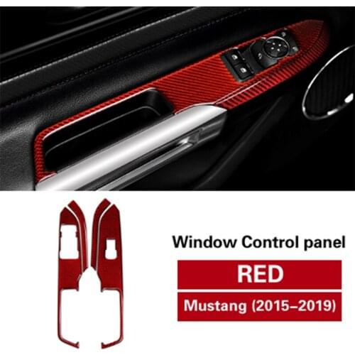 Carbon Fiber Door Armrest Window Control Panel Decoration Cover Car Stickers For 2015-2019 Ford Mustang Interior Accessories