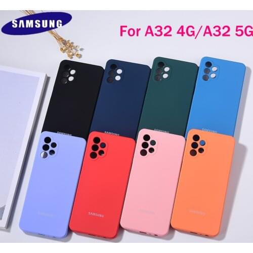 Original Samsung Galaxy A32 5G 4G Case Silky Silicone Cover Soft-Touch 360 Full Back Protective Housing TPU Shell For A 32 4G 5G