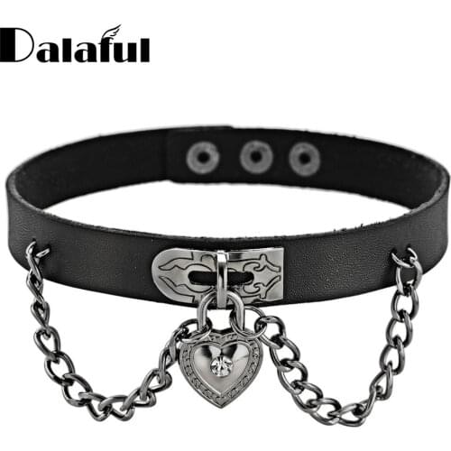 PU Leather Neck Collar Heart Choker Necklace Sexy Women Jewelry Punk Heart Dangle Pendant Anime Hip Hop Ins Hot Jewelry X624