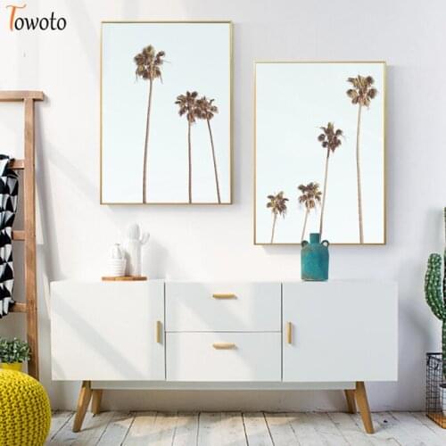 Palm Trees Poster Coast Print Seascape Canvas Painting Tropical Wall Art Minimalist Wall Pictures for Living Room Beach Decor