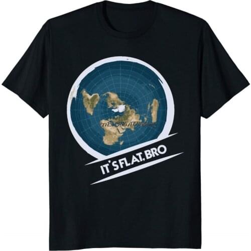 Flat Earth T-Shirt: Flat Bro Flat Earther Society Conspiracy New 100% T-Shirts Men T Shirt Clothing Plus Size Tees