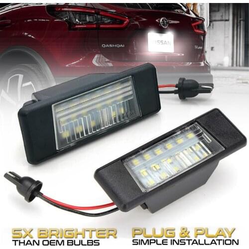 2Pcs Error Free Xenon White LED License Plate lights For Nissan Juke F15 Nismo Teana NV200 March Versa Note Armada Infiniti Q50