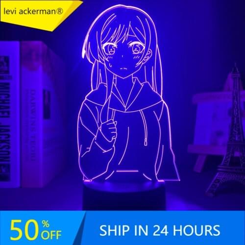 Led Night Light Lamp Anime Kanojo Okarishimasu Chizuru Ichinose for Bedroom Decorative Nightlight Birthday Gift 3d Table Light