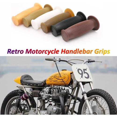 Vintage Motorcycle Grips Retro Motorbike 22mm 7/8'' Handlebar Handle Rubber Covers Don't Fade for Honda CG125 Cafe Racer Triumph