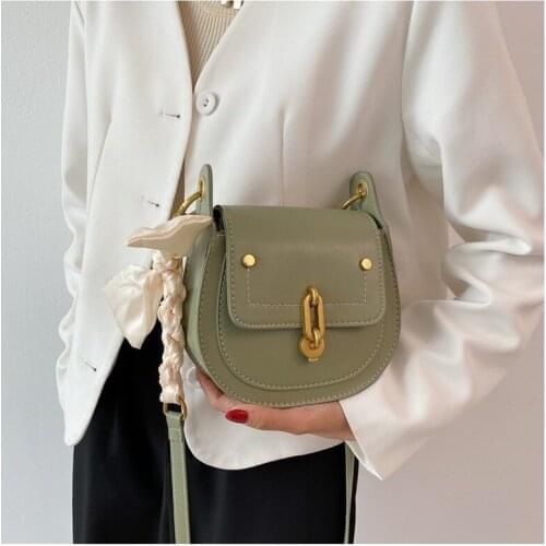 High-quality Ladies Small Round Bag 2021 New Trendy Fashion Silk Scarf Female Bag Korean One-shoulder Saddle Bag Messenger Bag