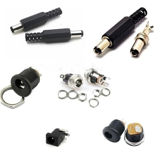 1PC DC Power Connector pin 2.1x5.5mm Female Plug Jack + Male Plug Jack Socket Adapter PCB Mount DIY Adapter Connector 2.1X5.5