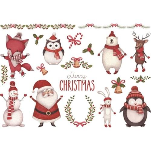 1pc Christmas Elk Snowman Santa Claus uncut decoration sticker