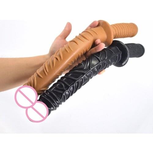 1pcs waterproof 42*4.5cm Large realistic soft dildo with handle fine female masturbation penis woman adult products sex toy
