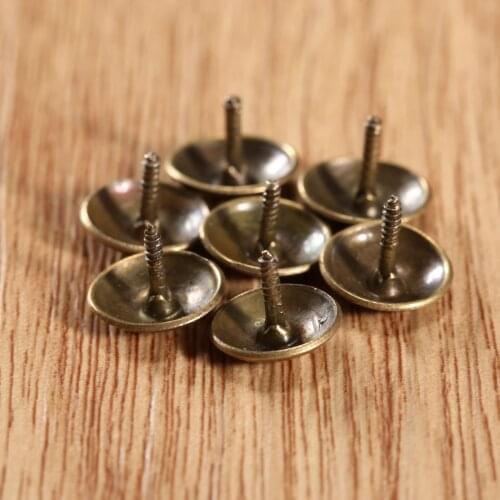 100Pcs Antique Brass Upholstery Nail Decorative Upholstery Tacks Stud Wooden Box Case Furniture Nails Pushpin Doornail 9x6mm