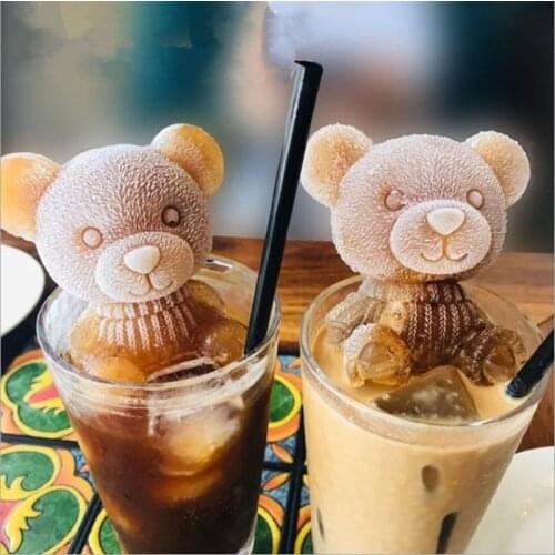 3D Celebrity Bear Ice Cube Mold Vibrato The Same Coffee Drink Milk Tea Three-Dimensional Bear Ice Cube Silicone Creative Mold
