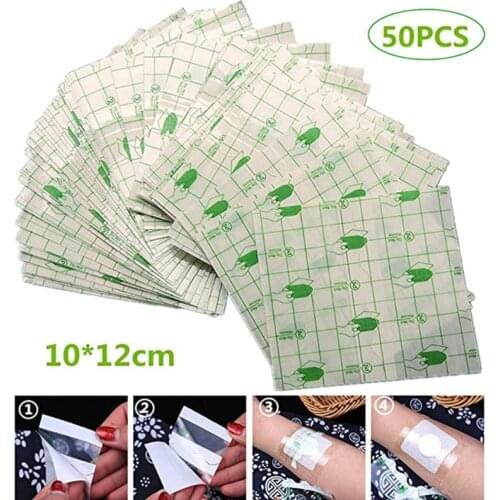 50Pcs/lot Transparent Tape PU film Adhesive Plaster Waterproof Anti-allergic Wound Dressing Fixation Tape self-Paste