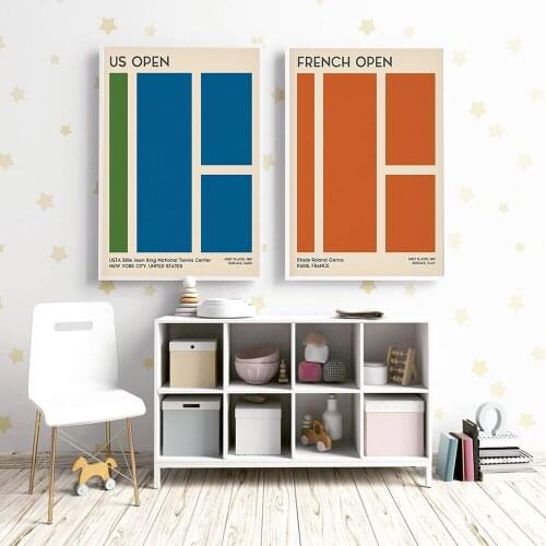 Abstract Grand Slam Wall Canvas Painting Australian French Wimbledon Open Minimal Tennis Posters High Quality Printed Artwork