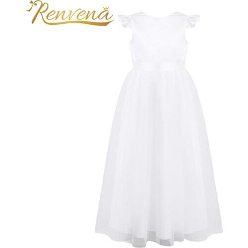 White Flower Girl Dresses Wedding Party Bridesmaid First Communion Dress vestido Kids Dresses for Girls Flower Girl Clothes