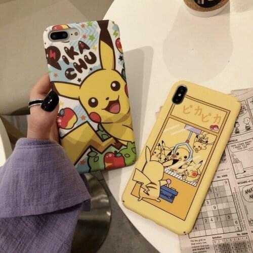 Pokemon Pikachu Cartoon Shockproof Phone Case for Iphone 6 7 8Plus X Xs Max 11 12 Promax Cute Anti-drop Water Sticker Hard Shell