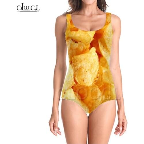 CLOOCL Newest Delicious Potato Chips 3D Print Fashion Sleeveless Sexy One-Piece Swimwear Summer Ladies Beachwear Swimsuits