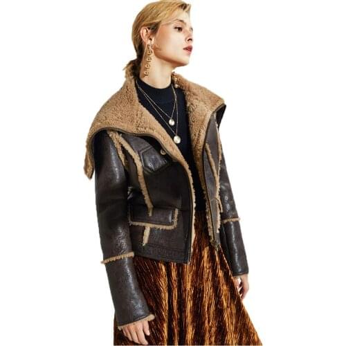 Denny&Dora Women's Leather Bomber Jackets