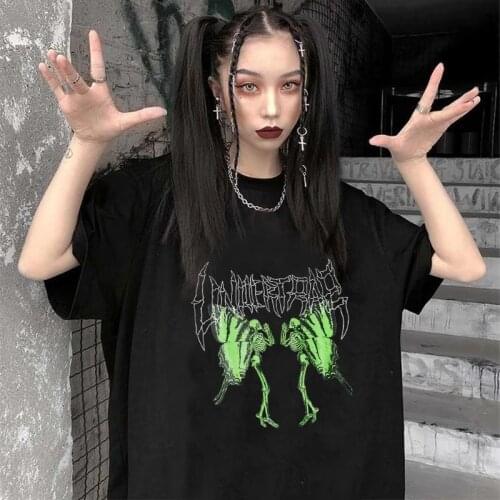 Harajuku T Shirt Women Aesthetic Gothic Punk Top Women T-shirt ulzzang Butterfly Printed T-Shirt Summer Hip hop women y2k top