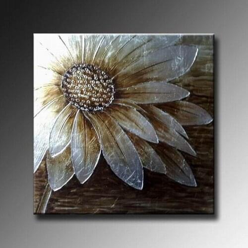 Abstract painting on canvas,silver flower oil paintings, modern flower art for home decoration on wall