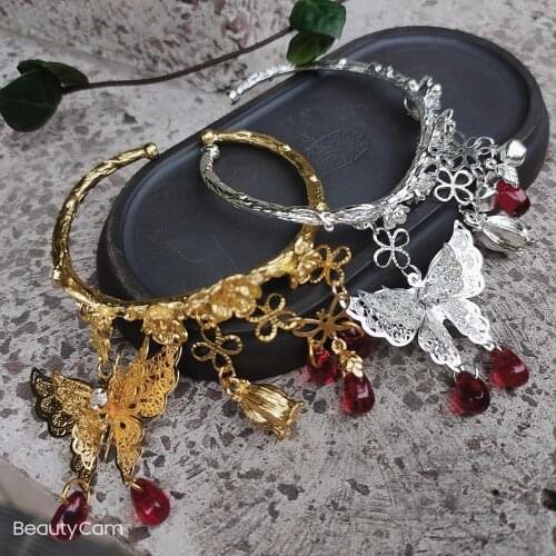 Tian Guan Ci Fu Hua Cheng Xie Lian Butterfly Bone Ash Tassel Ring Bracelet Necklace Chain Antique Accessories Props Cosplay