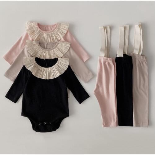 2 Pcs Infant Outfits Clothing Newborn Baby Girl Clothes Autumn Spring Baby Girl Romper + Overall Pants Baby Girl Clothing Sets