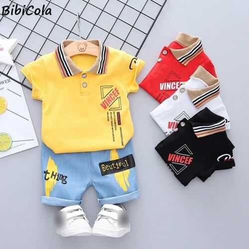Cartoon Baby Boys Summer Clothes Lapel POLO Shirt Short Sleeve Cotton Baby Sets For Newborn Fashion Toddler Casual Clothing 2pcs