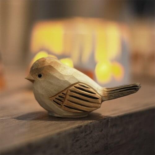 Little Fat Bird Handmade Wood Carving Cute Birds Pendant Solid Wooden ornaments