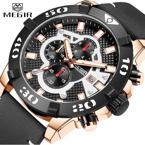MEGIR Watch Top Brand Men Sport Chronograph Military Clock Fashion Waterproof Luminous Quartz Wrist Watch Men Relogio Masculino