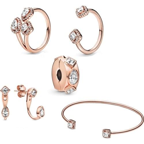 Fashion New Rose Gold Geometric Shape Bracelet Original Woman DIY Charm Jewelry to Send Wife Temperament Commemorate Gift