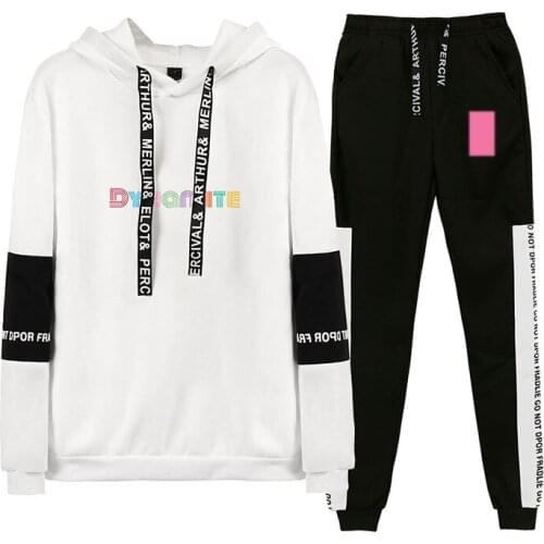 Bangtan Boys DYNAMITE Hoodie+Pants Set Men women Two Piece Set Harajuku Bangtan Patchwrok Tracksuits Sweatshirt+Sweatpants Suits