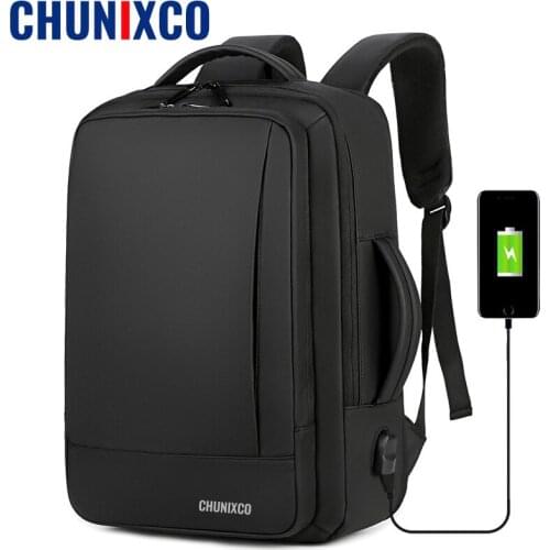 Chunixco 2020 Mens Backpack 15.6 inches Laptop Bag USB Charging Waterproof Travel Backpacks Male Fashion Large Capacity Bagpack