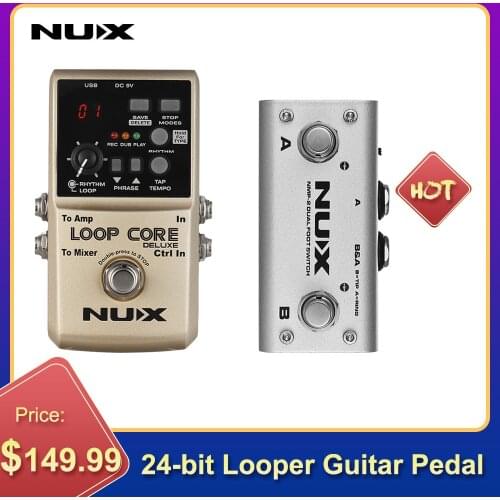 NUX LOOP CORE DELUXE 24-bit Looper Guitar Pedal with Dual Footswitch Pedal Built-in 40 Drum Rhythms Simulation Functions