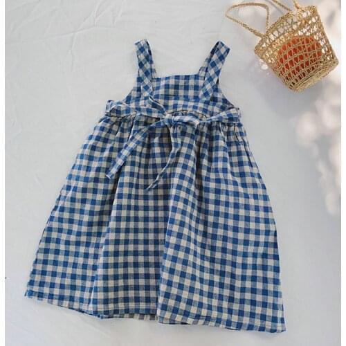 Easter Clothes 2021 Summer New Childrens Clothing Girls Dress Plaid Lace-up Baby Girl Dress For Infant Princess Dress 2-6 Years
