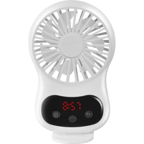 Portable Creative Desktop Fan with Clock USB Rechargeable Handheld Air Cooler K92C