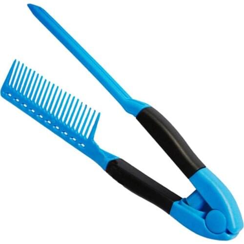 Portable Hair Straightener Comb V Type Hair Straightener Comb Folding DIY Hair Styling Clip Tool