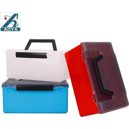 AOYA High Quality Fishing Tackle Box 27X16X12.5cm 52 Grids PVC Thicken Large Multifunction Lure Tools Accessories Storage Case