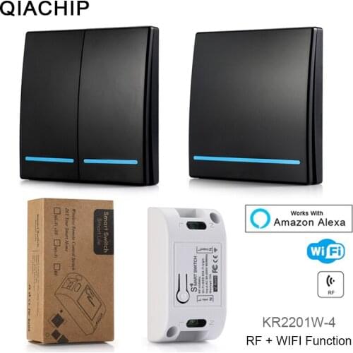 QIACHIP Wifi 433Mhz Wireless RF Relay Receiver Smart Home Module Lights Switch + Wall Remote Control Switch For Ceiling Lamp