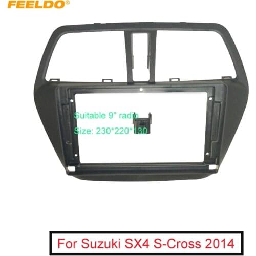 FEELDO Car 2Din Audio Face Plate Fascia Frame For Suzuki SX4 S-Cross 9" Big Screen Radio Stereo Panel Dash Mount Refitting Kit
