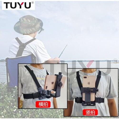 TUYU Adjustable Phone Clip Holder with Gopro Chest Belt Strap for iPhone Samsung Huawei xiaomi smartphone for Outdoor Sports