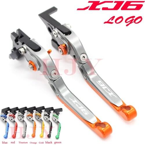 For YAMAHA XJ6 DIVERSION 2009-2015 10 11 12 13 14 Motorcycle Accessories Folding Extendable Brake Clutch Levers Gray Logo XJ6