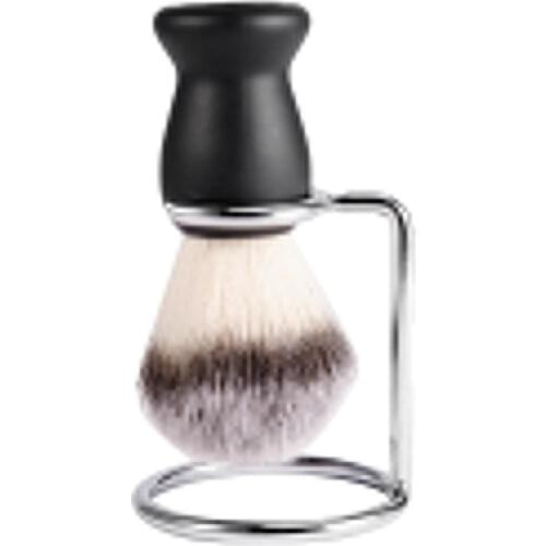 2 In1 Black Handle Shaving Brush With Iron Alloy Stand Holder Beard Cleaning