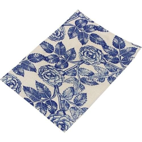 Blue and White China Style Cotton Linen Insulation Placemats Place Pad(style 3) CNIM Hot