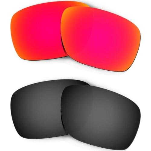 HKUCO For Turbine Sunglasses Replacement Polarized Lenses 2 Pairs - Red&Black