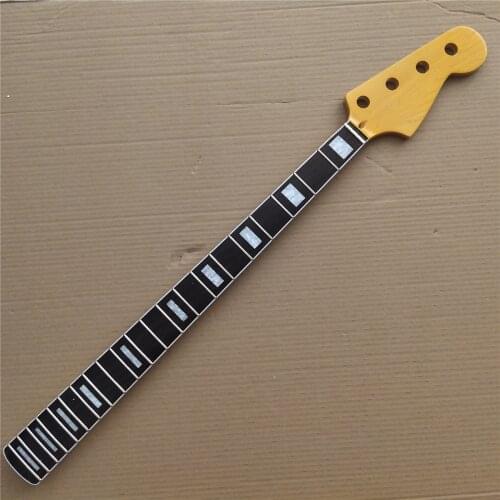 Maple 21 Frets JB Bass Neck Replacement 4 String Rosewood Fingerboard 34 Inch Yellow