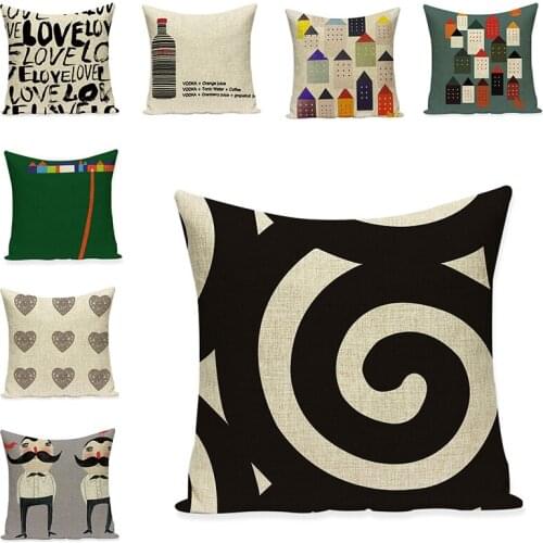 Mixed Image Printed Pillow Cases Decorative Cushions For Sofa Linen Pillow Cover For Chair Accessories Cushions Home Decor Art