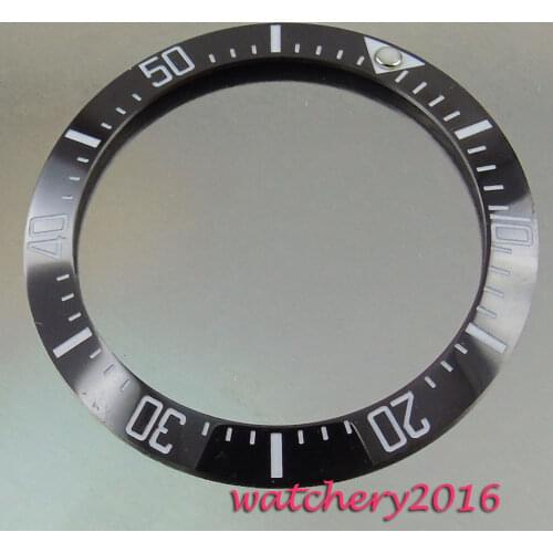 39.9mm luminous markers black ceramic bezel minute markers insert watch fit automatic movement Mens watch bezel