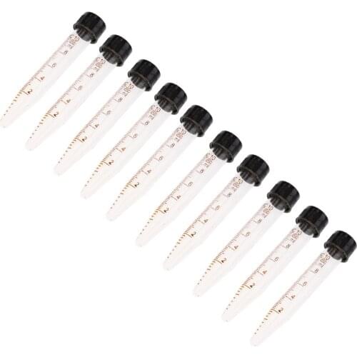Pack of 10 Glass Centrifuge Tube with Black Screw Cap, Clear Graduation, 10ml Capacity